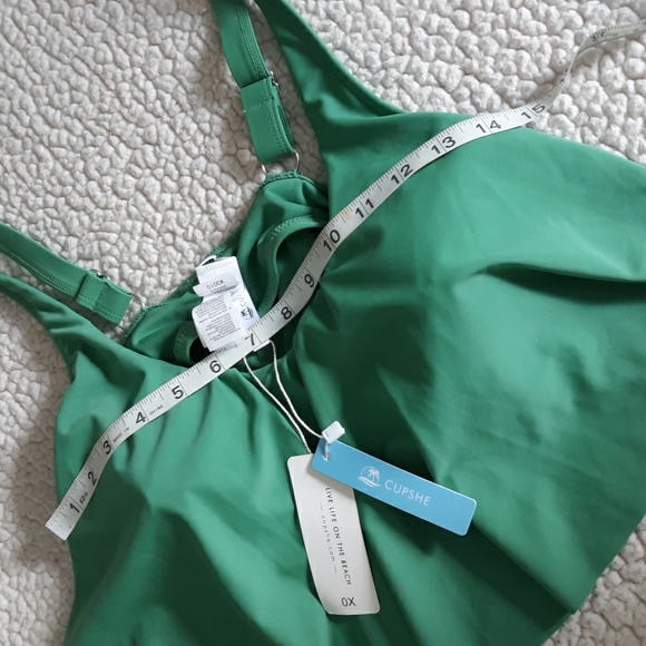 New Cupshe 0X Green Tankini Top - Picture 7 of 12